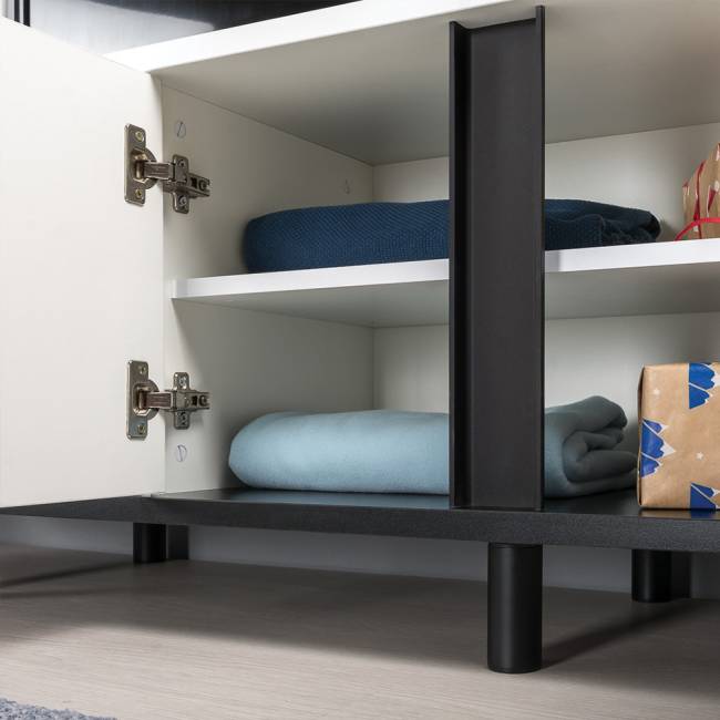 Модульная мебель для спальни Муссон с тумбочкой для аппаратуры 13.276 цвет белый/чёрный/дуб эндгрейн элегантный